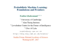 Probabilistic Machine Learning: Foundations and Frontiers