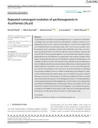 Repeated Convergent Evolution of Parthenogenesis in Acariformes (Acari)