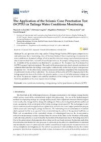 The Application of the Seismic Cone Penetration Test (SCPTU) in Tailings Water Conditions Monitoring