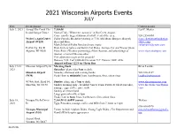 2021 Fly-In List July