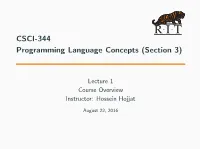 CSCI-344 Programming Language Concepts (Section 3)