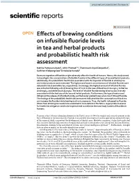 Effects of Brewing Conditions on Infusible Fluoride Levels in Tea And