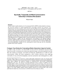 Epochality, Temporality and Media-Communication Ownership in Aotearoa-New Zealand