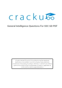 General Intelligence Questions for SSC GD PDF