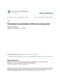 Thermoelastic and Photoelastic Full-Field Stress Measurement