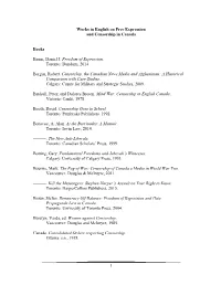 1 Works in English on Free Expression and Censorship In