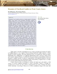 Dynamics of Clan Based Conflicts in Wajir County, Kenya