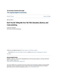 Education, Ebonics, and Code-Switching