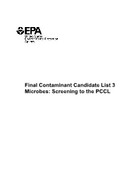 Final Contaminant Candidate List 3 Microbes: Screening to PCCL