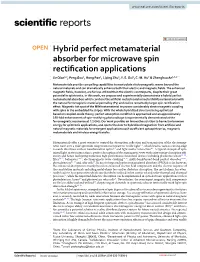 Hybrid Perfect Metamaterial Absorber for Microwave Spin Rectification