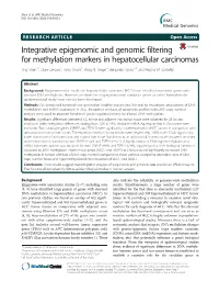 Integrative Epigenomic and Genomic Filtering for Methylation Markers in Hepatocellular Carcinomas Jing Shen1*, Clare Lefave2, Iryna Sirosh1, Abby B