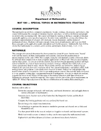 Special Topics in Mathematics: Fractals Course