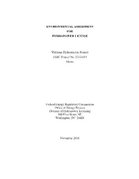 Williams Hydroelectric Project FERC Project No