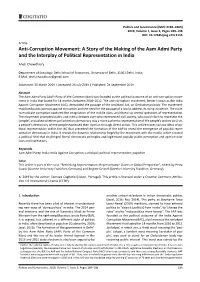 Anti-Corruption Movement: a Story of the Making of the Aam Admi Party and the Interplay of Political Representation in India