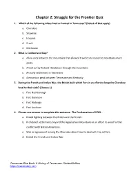 Chapter 2: Struggle for the Frontier Quiz