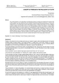 Concept of Freedom in the Philosophy of Fichte