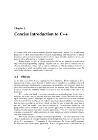 Concise Introduction to C++