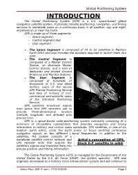 INTRODUCTION the Global Positioning System (GPS) Is a U.S