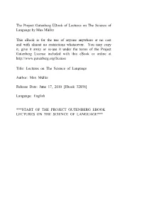 Lectures on the Science of Language by Max Müller