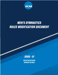 Men's Gymnastics Rules Modification Document