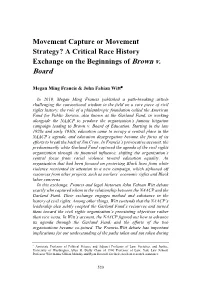 Movement Capture Or Movement Strategy? a Critical Race History Exchange on the Beginnings of Brown V