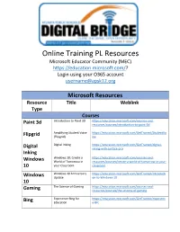 Online Training PL Resources Microsoft Educator Community (MEC) Login Using Your O365 Account Username@Apsk12.Org