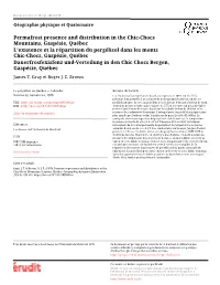 Permafrost Presence and Distribution in the Chic-Chocs Mountains