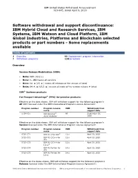 Software Withdrawal and Support Discontinuance: IBM Hybrid Cloud