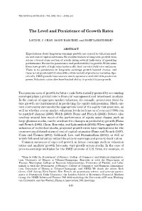 The Level and Persistence of Growth Rates