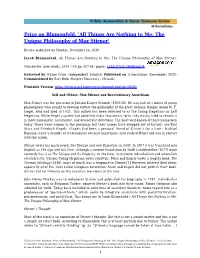 Things Are Nothing to Me: the Unique Philosophy of Max Stirner'