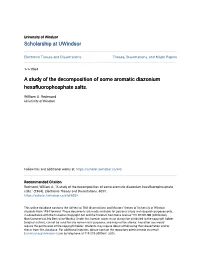 A Study of the Decomposition of Some Aromatic Diazonium Hexafluorophosphate Salts