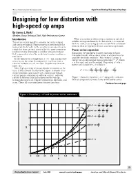 Designing for Low Distortion with High-Speed Op Amps by James L