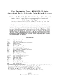 Mars Exploration Rovers 2004-2013: Evolving Operational Tactics Driven by Aging Robotic Systems