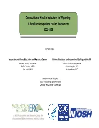 Occupational Health Indicators in Wyoming