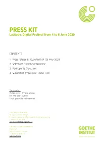 PRESS KIT Latitude: Digital Festival from 4 to 6 June 2020