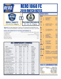 Reno 1868 Fc 2019 Match Notes Schedule/Results