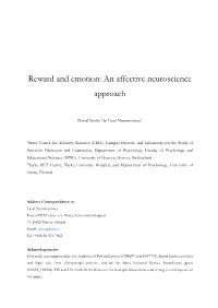 Reward and Emotion: an Affective Neuroscience Approach
