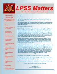 September 2008 You Can Only Imagine How Happy We Are to Bring the Latest Edition of LPSS Editor@ Lpssmatters .Com Matters to You