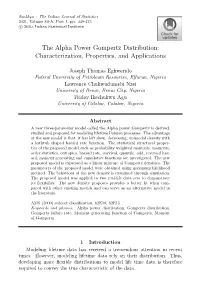 The Alpha Power Gompertz Distribution: Characterization, Properties, and Applications