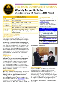Weekly Parent Bulletin Week Commencing 5Th November, 2018 - Week 1