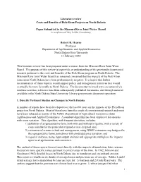 1 Literature Review Costs and Benefits of Pick-Sloan Projects on North Dakota Paper Submitted to the Missouri River Joint Water
