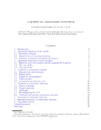 A SURVEY of Q-HOLONOMIC FUNCTIONS Contents 1. Introduction 2 2. Q-Holonomic Functions of One Variable 3 2.1. Recurrence Relation