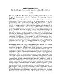Annotated Bibliography the Civil Rights Movement in America and Its Global Effects