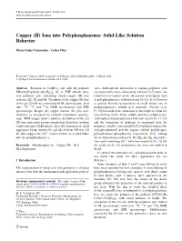 Copper (II) Ions Into Polyphosphazenes: Solid-Like Solution Behavior
