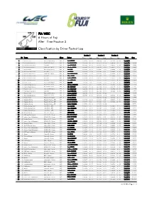 Free Practice 3 6 Hours of Fuji FIA WEC After Classification by Driver