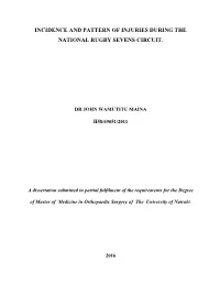 Incidence and Pattern of Injuries During the National Rugby Sevens Circuit