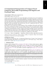 Reversible Programming with Negative and Fractional Types