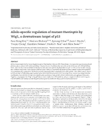Allele-Specific Regulation of Mutant Huntingtin by Wig1, a Downstream