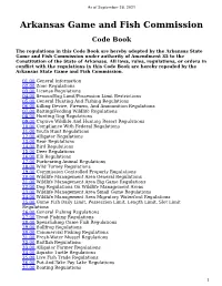 Arkansas Game and Fish Commission Code Book