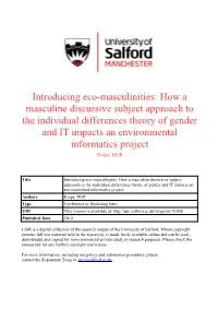 Introducing Ecomasculinities: How a Masculine Discursive Subject